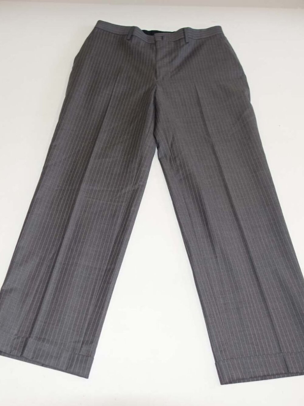 Brooks Brothers Men's Hand Tailored Dress Pants 33 x 30 Medium Gray Pinstripe